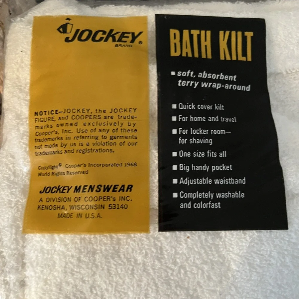 NOS VTG JOCKEY BATH KILT Shower Wrap Towel Bath Spa‎ Pool 60s 70s Gag Gift Funny